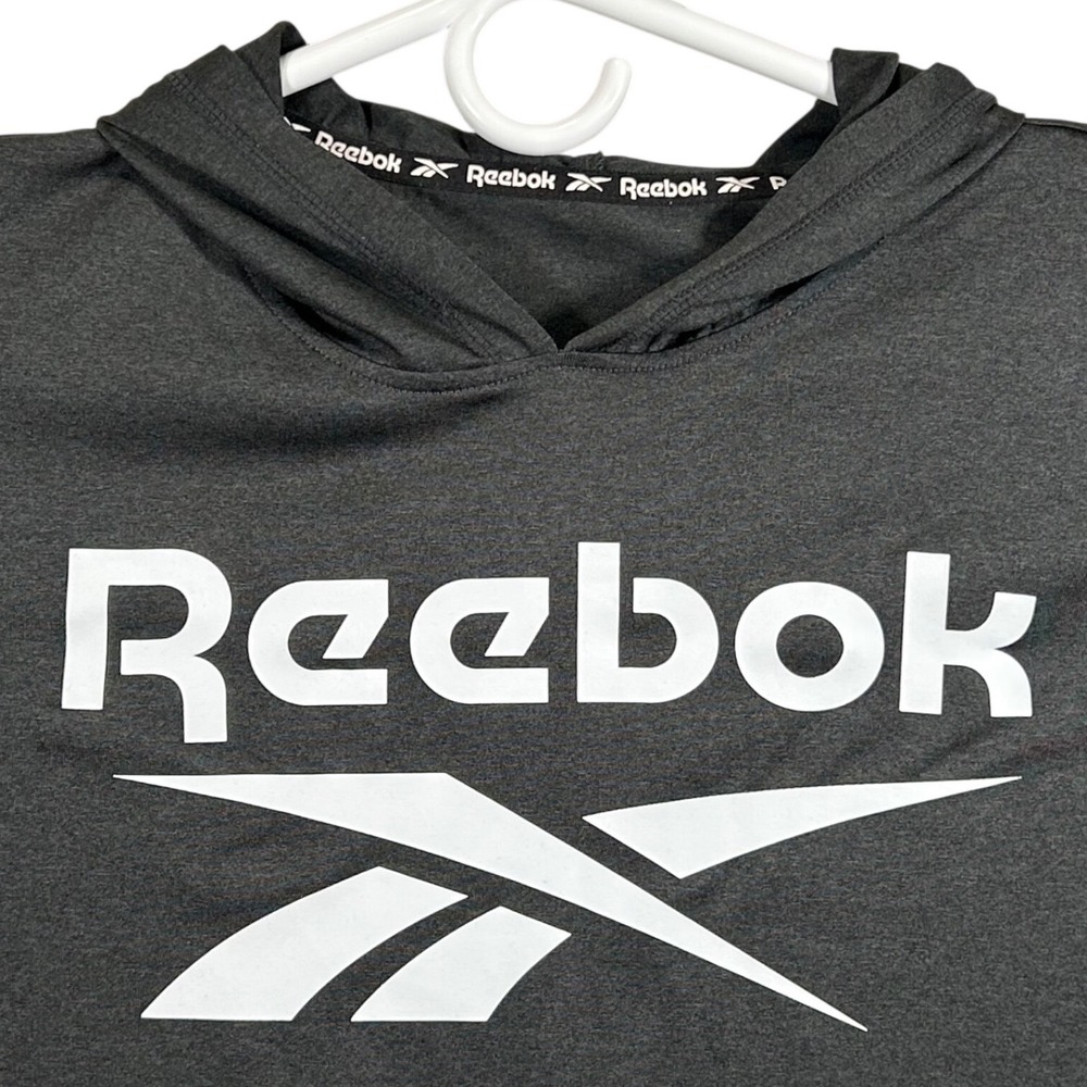 Reebok Mens Performance Hoodie Long Sleeve Shirt Black Logo‎ Size Medium